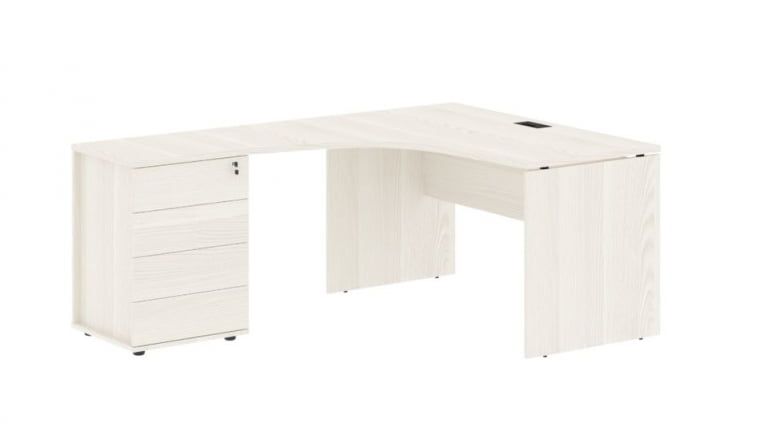 Стол эргономичный с тумбой левый EDIS EDCET 1318 L Ясень Траун Черный_0