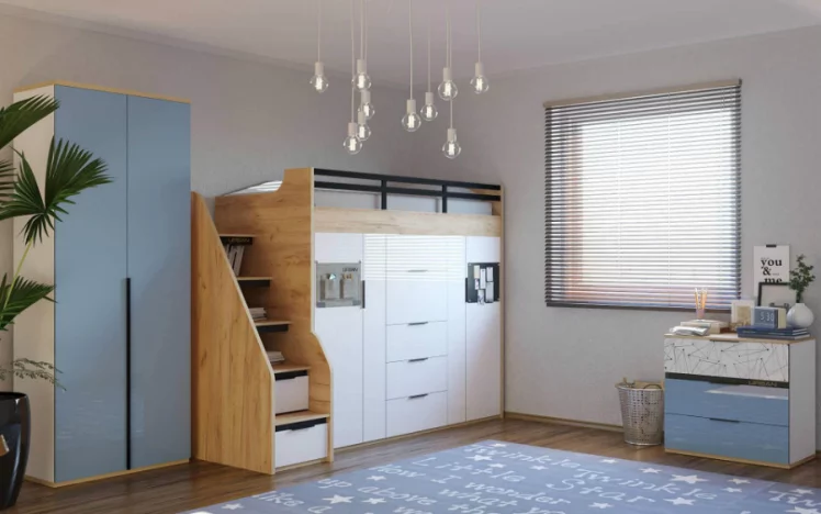 Шкаф комбинированный для кровати-чердака Урбан ЛД 528.200.000 Белый/Дуб золотой_2