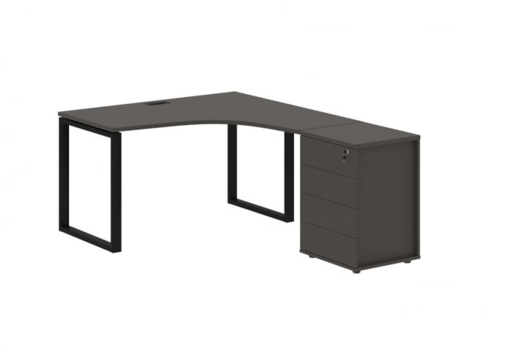 Стол эргономичный с тумбой правый EDIS EQCET 1318 R Мокко Черный_0