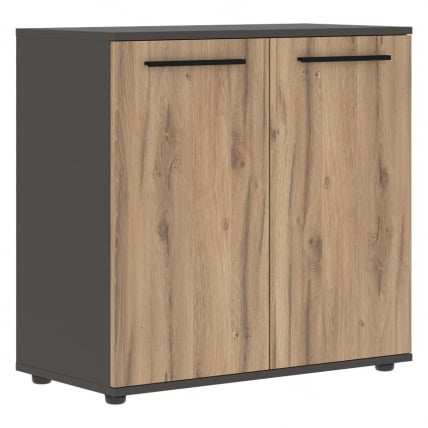 Шкаф с глухими малыми дверьми EDIS ELCS 85.1 Дуб Денвер светлый Черный Мокко_0