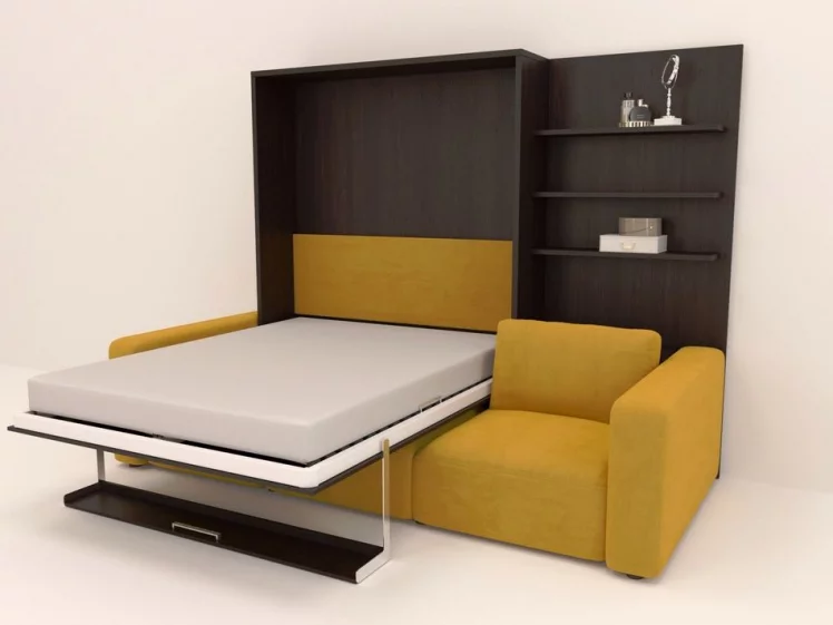 Диван кровать-трансформер Смарт 1 с пуфом 3-в-1 1400 правый Венге_1