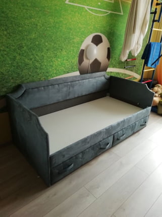 Кровать с мягкой обивкой Кантри ТД-308.12.02 Замша синяя_2