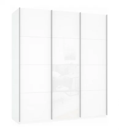 Шкаф-купе трехдверный Прайм 2100 ДСП/Белое стекло/ДСП Белый снег_0