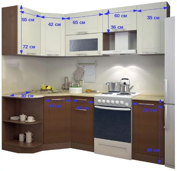 Кухонный гарнитур угловой Ваниль матовая Лен темный №1_1