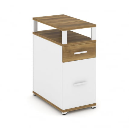 Тумба опорная/приставная с ящиком, распашным фасадом и надставкой CONCEPT CN.TGO-006 B/W Сандал Янтарный Белый бриллиант Белый_0