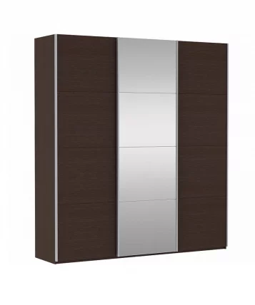 Шкаф-купе трехдверный Прайм 2100 ДСП/Зеркало/ДСП Венге_0