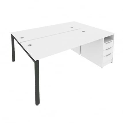 Рабочая станция с опорной тумбой Metal System Б.РС-СТП-2.4 Белый/Акация_0