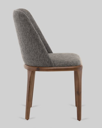 Стул Вудмайкл каркас дерево цвет темный орех рогожка темно-серый_3