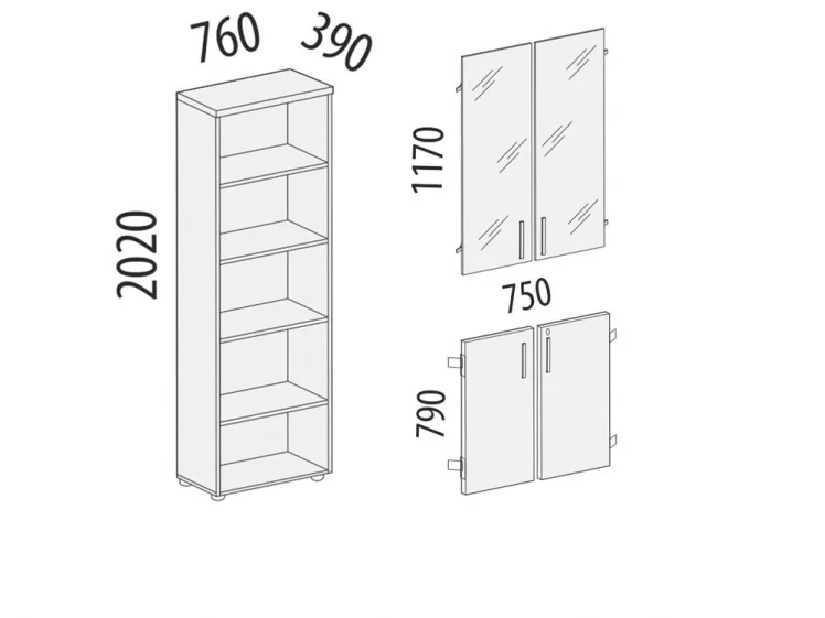 Стеллаж закрытый Альфа 61 133 Ольха_4