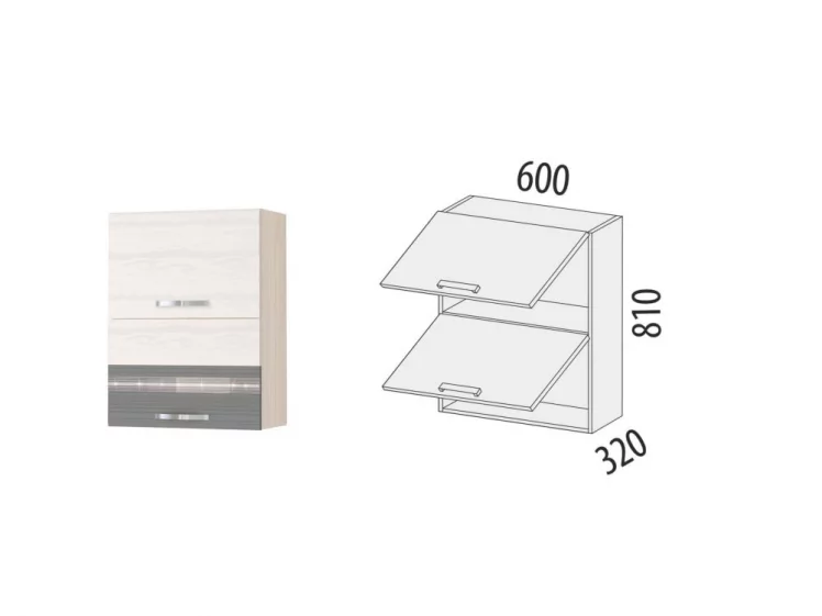 Шкаф кухонный (с системой плавного закрывания) Графит 74.96.1 Сосна Астрид /Ваниль/Графит_1