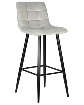 Стул барный DOBRIN NICOLE (черные матовые ножки, светло-серый велюр (108-52)) 2 шт_1