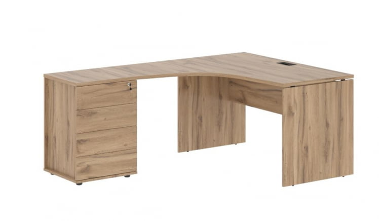 Стол эргономичный с тумбой левый EDIS EDCET 1318 L Дуб Денвер светлый Черный_0