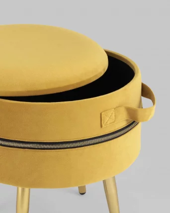 Пуф Тильда с ящиком велюр Охра_5