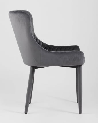 Стул мягкий Ститч велюр ножки Серый_2