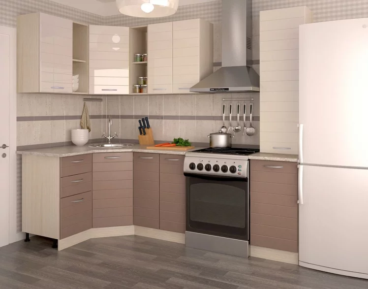 Кухонный гарнитур угловой Крем брюле Капучино №1_0