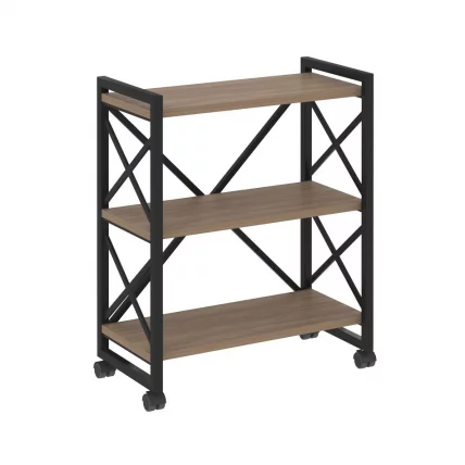 Стеллаж на колесных опорах - 3 полки LOFT  VR.L-MST.K-3.8 Металл черный Дуб Аризона_0