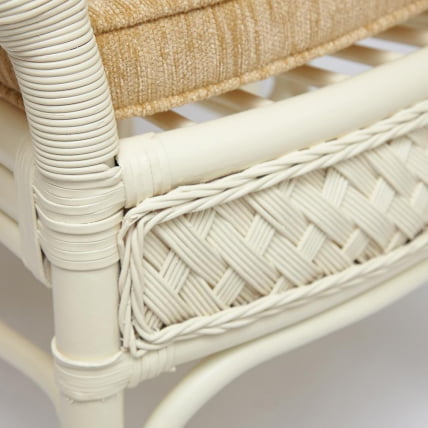 Комплект обеденный ANDREA GRAND (стол со стеклом+6 кресел+ подушки) TCH White (белый), Ткань рубчик, цвет кремовый_3