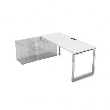 Стол рабочий, прямолинейный три опоры, левый GLOSS LINE НСТЛ-О.974 Белый Премиум_0