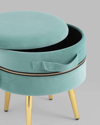 Пуф Тильда с ящиком велюр Мятный_5