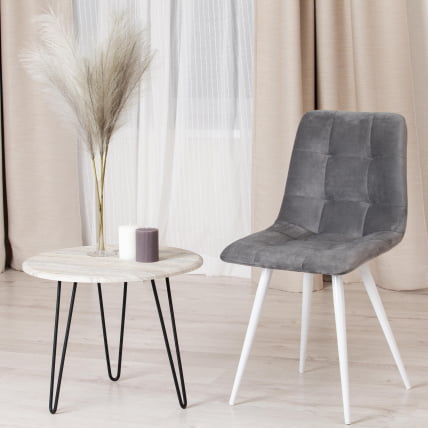 Стул CHILLY (mod. 7095-1) ткань/металл, 45x53х88 см, высота до сиденья 50 см, серый barkhat 26/белый_9