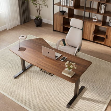 Стол компьютерный с электроприводом Eureka ERK-EDI-HTG-SW (Heptagon), орех_8