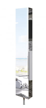 Поворотный зеркальный шкаф Зум Шелф Беленый дуб_2