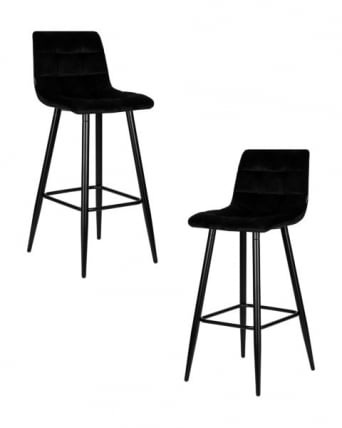 Стул барный DOBRIN NICOLE (черные матовые ножки, черный велюр (108-77)) 2 шт_0