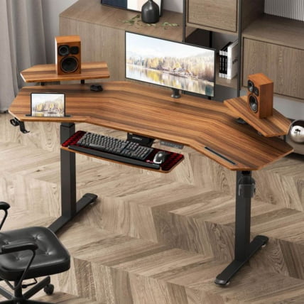 Стол для компьютера (для геймеров) с подставкой под клавиатуру и электрической регулировкой по высоте Eureka ERK-ED71-WN_8