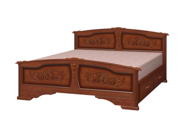 Кровать Елена 200х140 с выкатными ящиками Орех_0