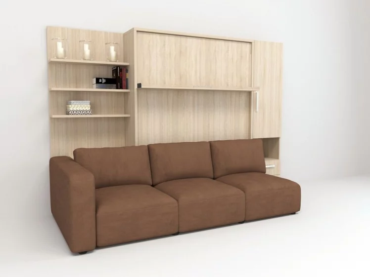 Шкаф-диван-кровать Смарт 1 левый 3-в-1 1600 Белая шагрень_0