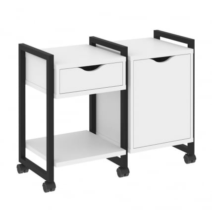 Тумба на колесных опорах наборная. Вариант №3 LOFT VR.L-TN-3.K Металл черный Белый Бриллиант_0