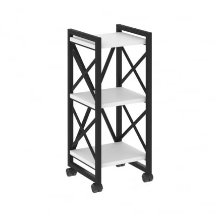 Стеллаж на колесных опорах - 3 полки LOFT  VR.L-MST.K-3.4 Металл черный Белый Бриллиант_0