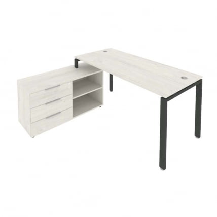 Рабочая станция на П-образном м/к с опорной тумбой левая Metal System Б.РС-СТС-2.4 Л Наварра/Антрацит_0