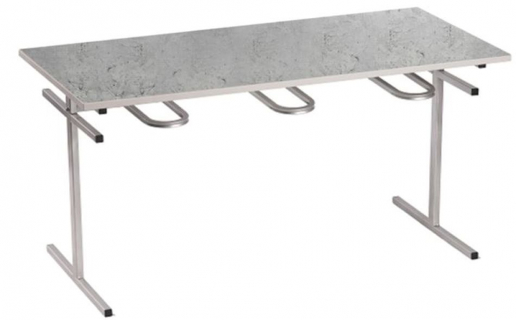 Стол обеденный универсальный с подвесами для 6 табуретов 1500х700 мм Пластик Серый камень лофт/Металл Светло-серый_0