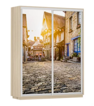 Шкаф-купе двухдверный Экспресс Дуо 1600х2200h Улица/Ясень шимо светлый_0