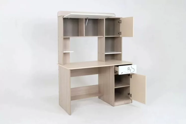 Стол компьютерный Котофей Ясень шимо светлый Вайс Белый_4