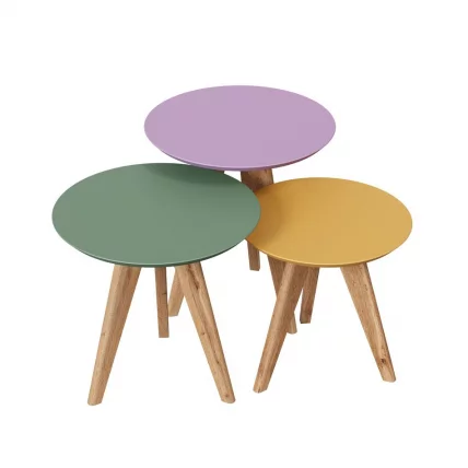 Комплект журнальных столов Тип 8 Софт Шафран Болотный Софт Сирень Дуб Вотан_1