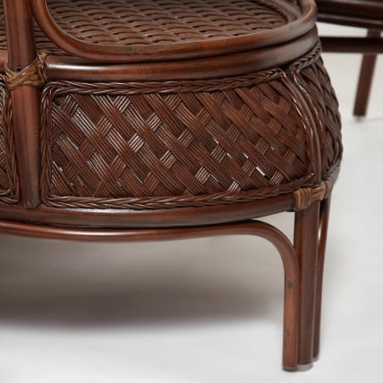 Комплект обеденный ANDREA GRAND (стол со стеклом+6 кресел+ подушки) Pecan Washed (античн. орех), Ткань рубчик, цвет кремовый_10