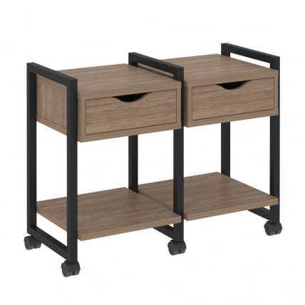 Тумба на колесных опорах наборная. Вариант №1 LOFT VR.L-TN-1.K Металл черный Дуб Аризона_0