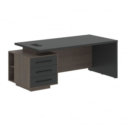 Стол руководителя левый VELION VCT 2090 L Яшма черный Дуб Сильвер_0