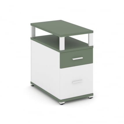 Тумба опорная/приставная с ящиком, распашным фасадом и надставкой CONCEPT CN.TGP-002 B/W Кобо Белый бриллиант Белый_0