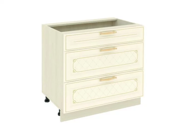 Стол с 3 ящиками (с системой плавного закрывания) Милана 23.92 Сосна Астрид/Ваниль_0