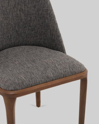 Стул Вудмайкл каркас дерево цвет темный орех рогожка темно-серый_6