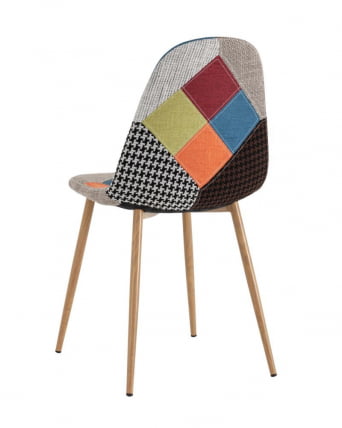 Комплект из четырех стульев Валенсия СН пэчворк, обивка ткань ножки металл с принтом под дерево / SN_5