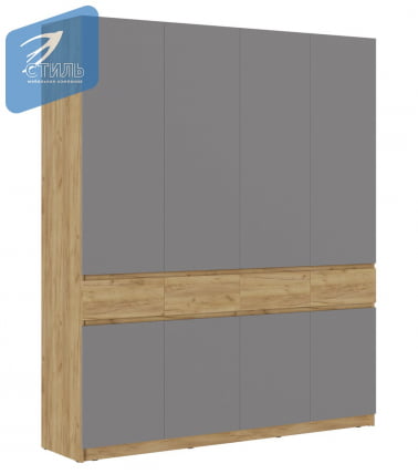 Шкаф 4створчатый Бостон ШК-004 Дуб крафт золотой/Шифер серый_1