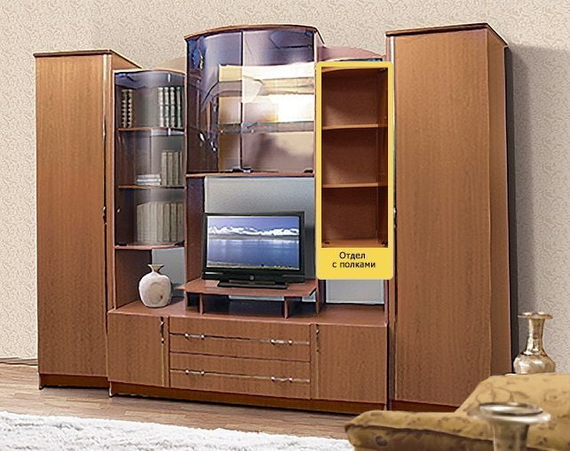 Стенка Александра 6 ЛДСП с молдингом, Вишня Оксфорд_6