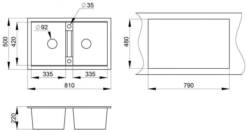 Кухонная мойка GRANULA 8101 Графит_1