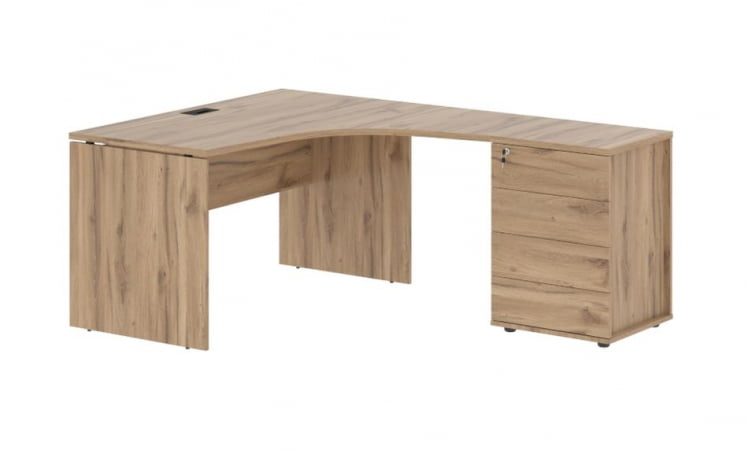 Стол эргономичный с тумбой правый EDIS EDCET 1518 R Дуб Денвер светлый Черный_0