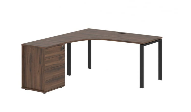 Стол эргономичный с тумбой левый EDIS EUCET 1518 L Дуб Денвер темный Черный_0