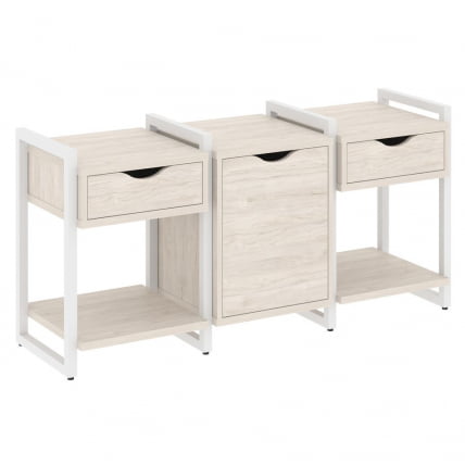 Тумба на регулируемых опорах наборная. Вариант №6 LOFT VR.L-TN-6.O Металл белый Денвер светлый_0